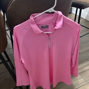 Callaway Bright Pink Long Sleeve Quarter-Zip Top